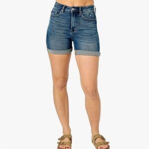 Judy Blue High Waist Tummy Control Denim Jean Shorts Vintage Wash size Medium